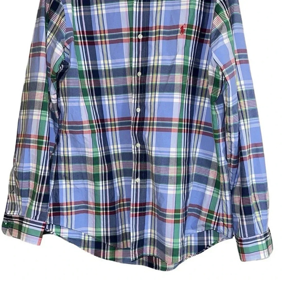 Ralph Lauren Blue Plaid Long Sleeve Button Down Size Large - Picture 3 of 8